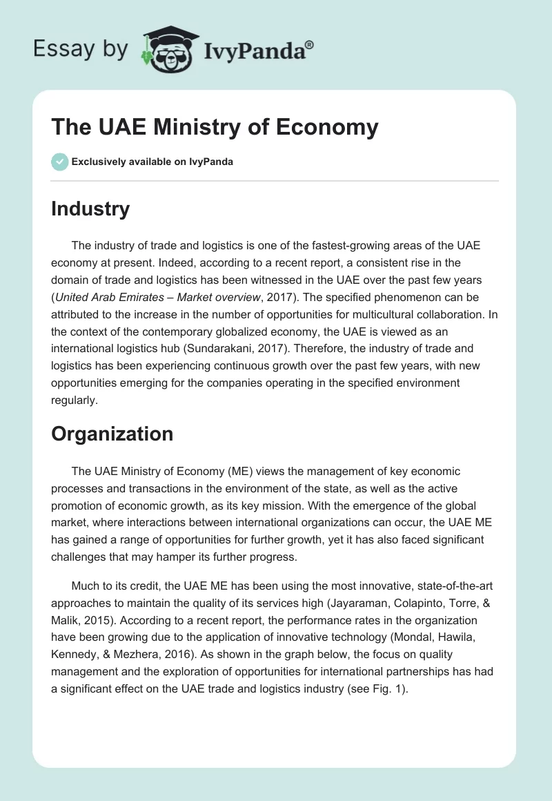The UAE Ministry of Economy. Page 1