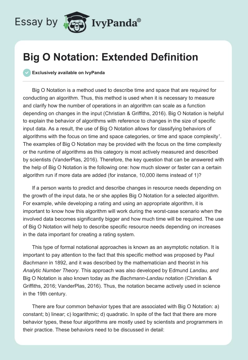 Big O Notation: Extended Definition. Page 1