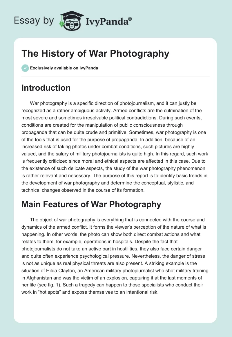 The History of War Photography. Page 1
