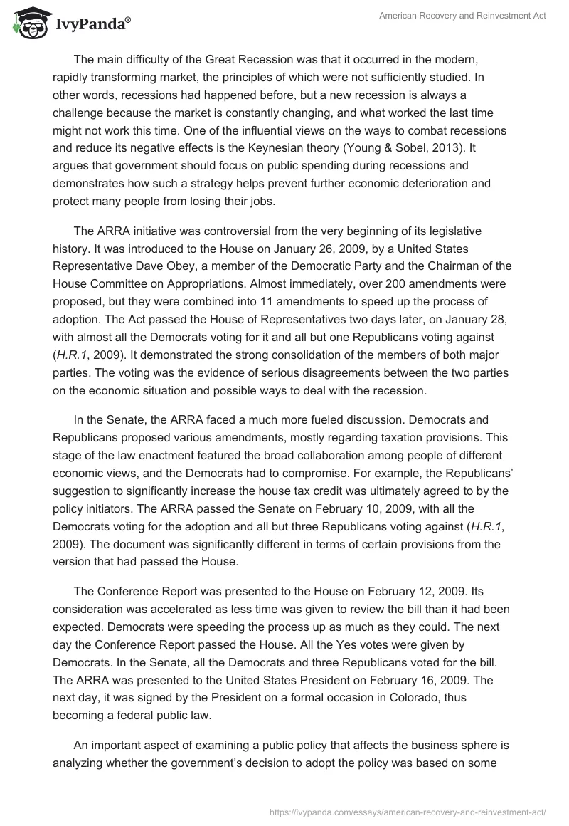American Recovery and Reinvestment Act. Page 2