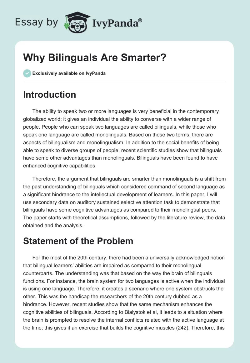 Why Bilinguals Are Smarter?. Page 1