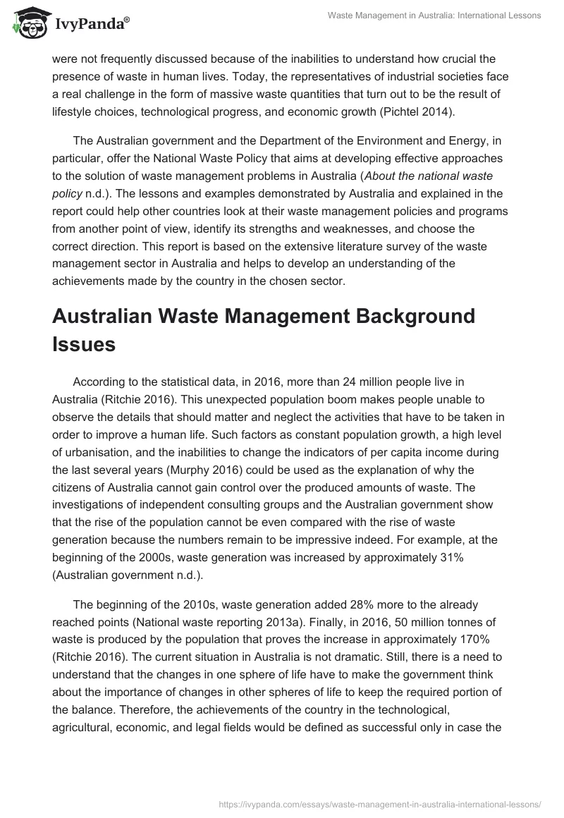 Waste Management in Australia: International Lessons. Page 2