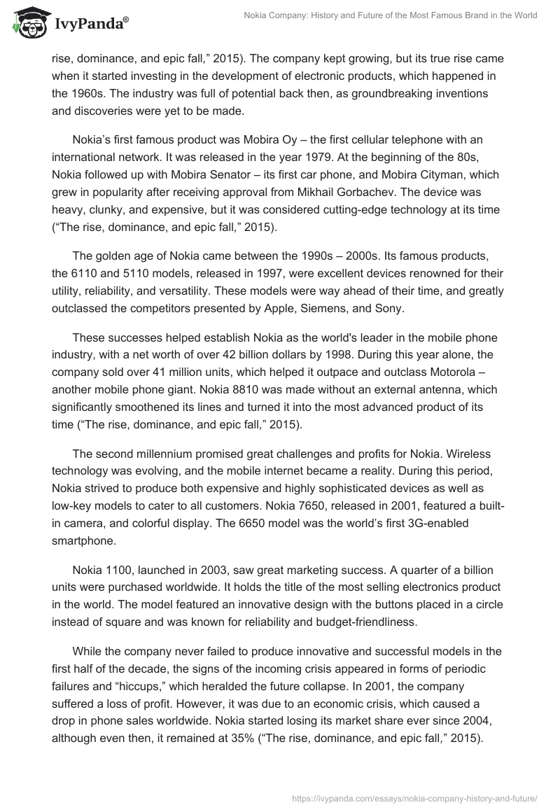 Nokia Company: History and Future of the Most Famous Brand in the World. Page 2