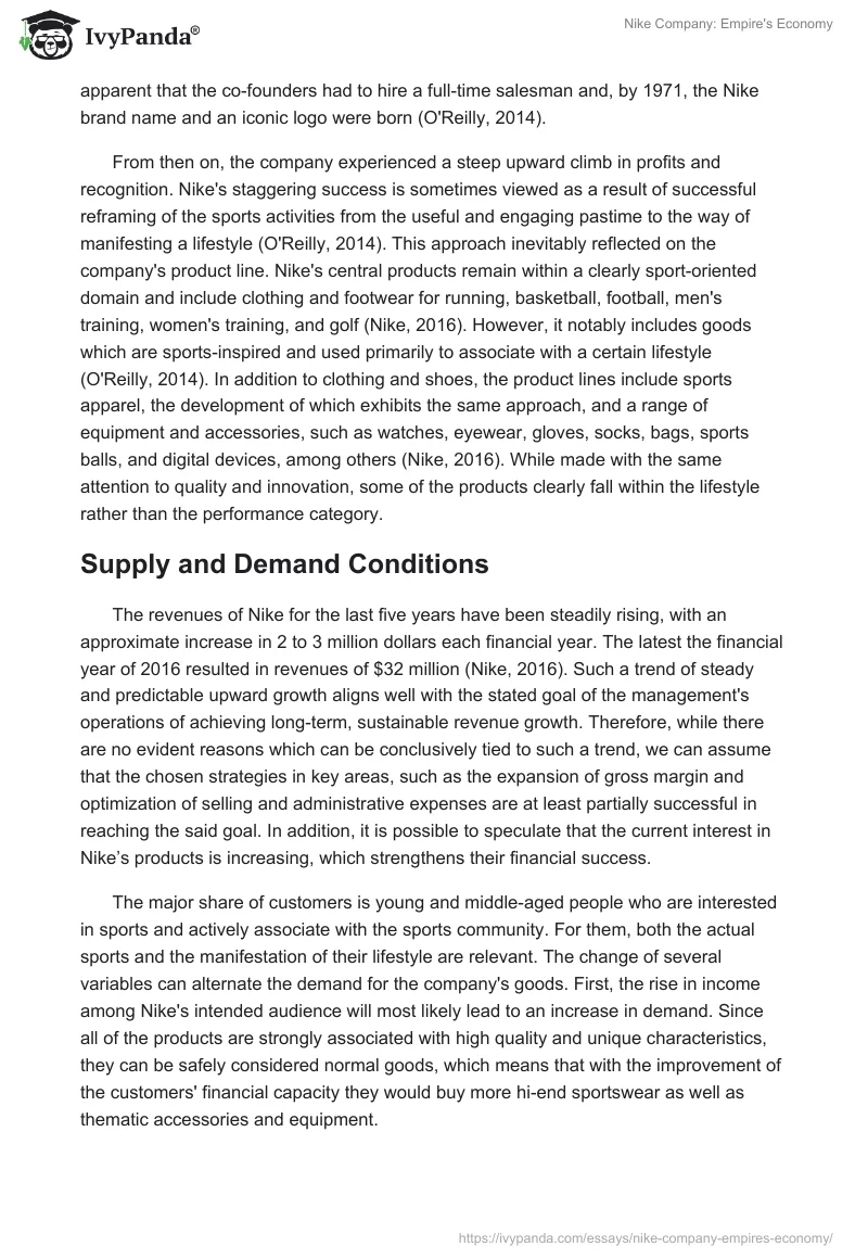 Nike Company: Empire's Economy. Page 2