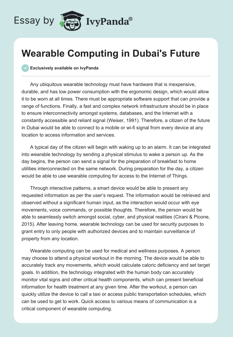 Wearable Computing in Dubai's Future. Page 1