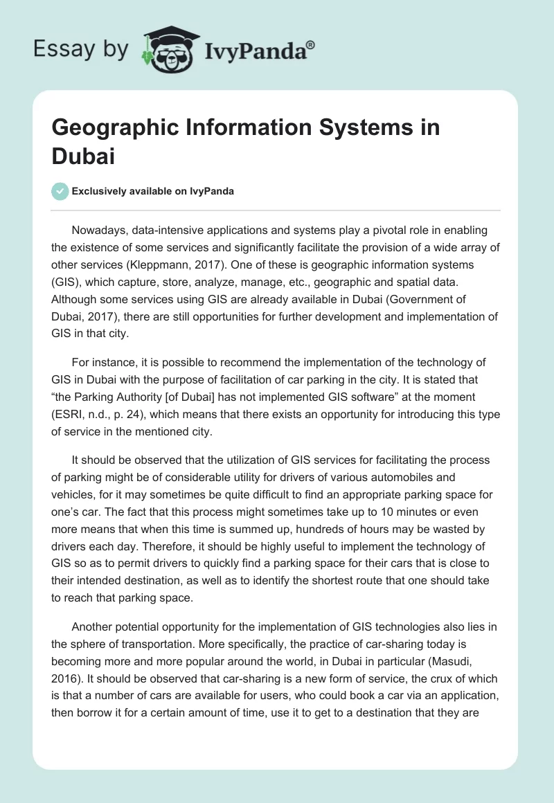 Geographic Information Systems in Dubai. Page 1