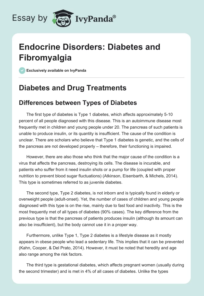 Endocrine Disorders: Diabetes and Fibromyalgia. Page 1