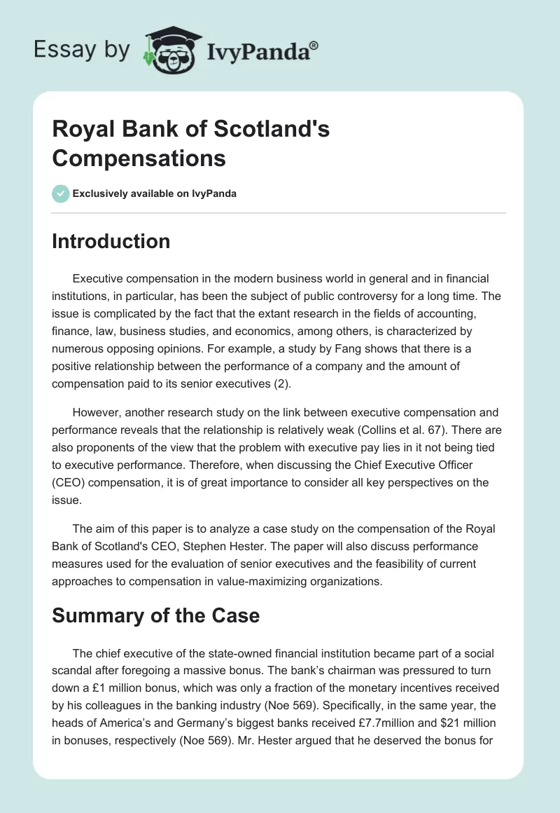 Royal Bank of Scotland's Compensations. Page 1