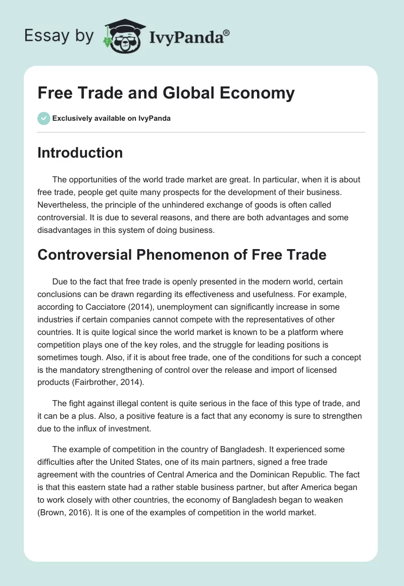 Free Trade and Global Economy. Page 1