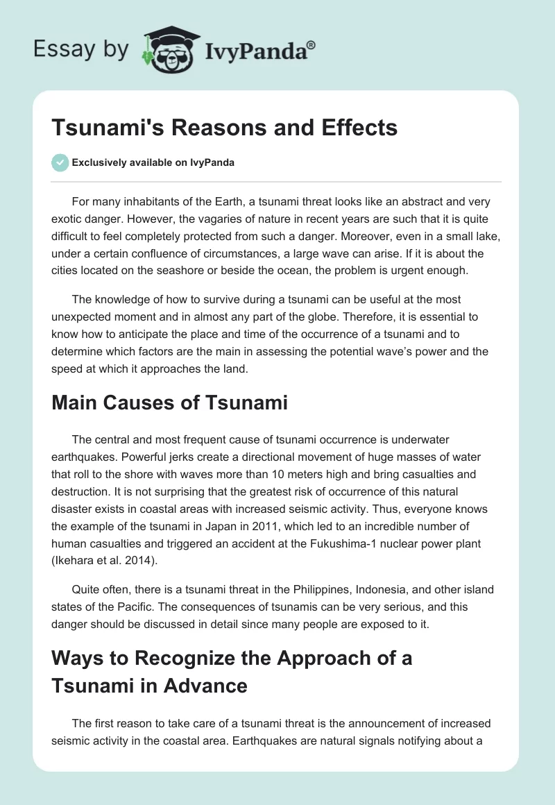 Tsunami's Reasons and Effects. Page 1