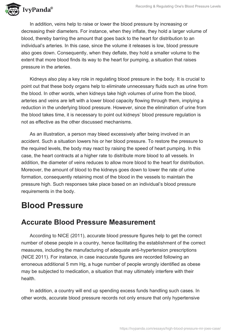 Recording & Regulating One's Blood Pressure Levels. Page 2