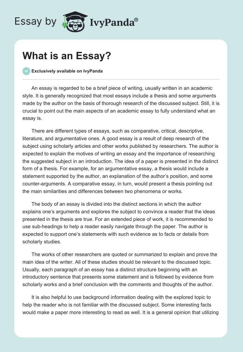 What is an Essay?. Page 1