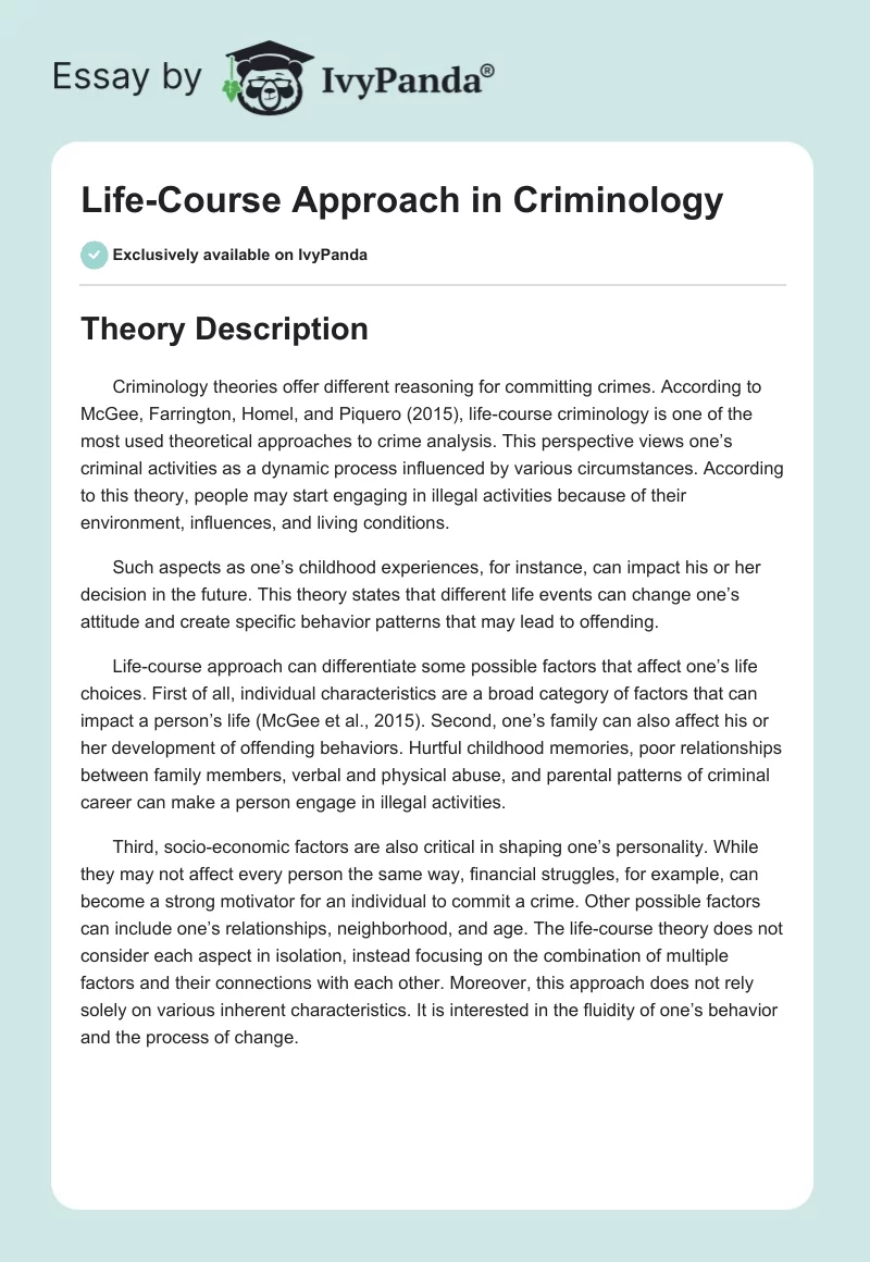 Life-Course Approach in Criminology. Page 1
