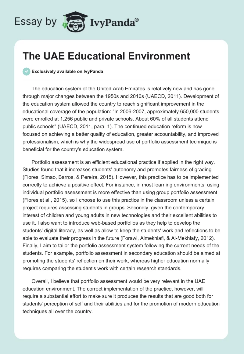 The UAE Educational Environment. Page 1