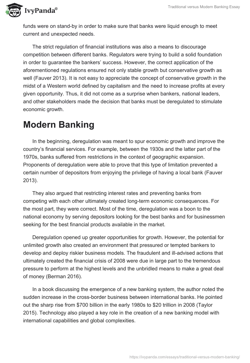 Traditional Versus Modern Banking Essay. Page 2