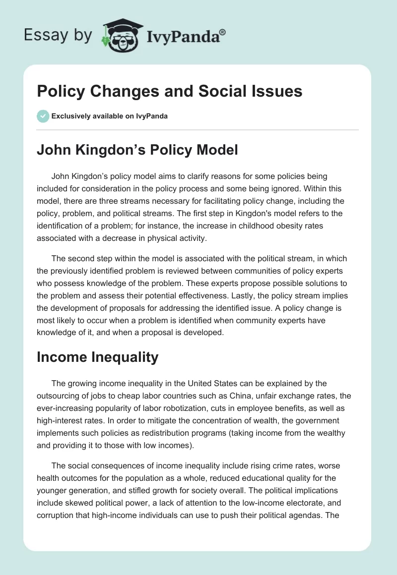 Policy Changes and Social Issues. Page 1