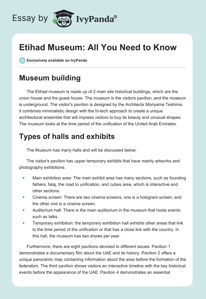 Etihad Museum: All You Need to Know. Page 1