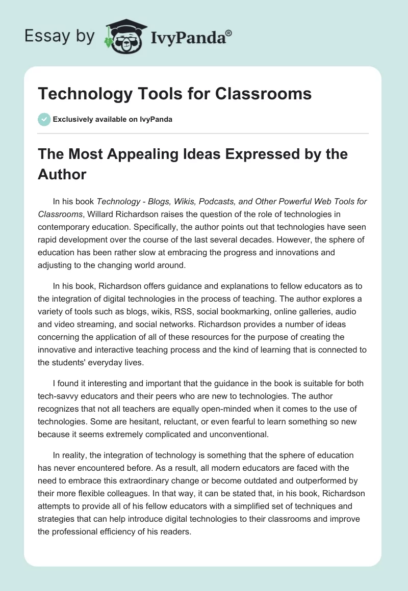 Technology Tools for Classrooms. Page 1