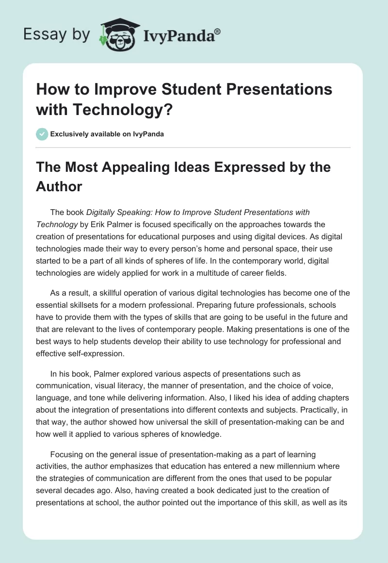 How to Improve Student Presentations with Technology?. Page 1