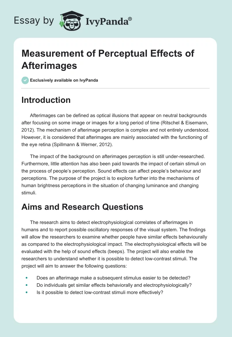 Measurement of Perceptual Effects of Afterimages. Page 1