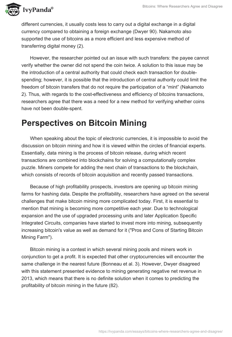 Bitcoins: Where Researchers Agree and Disagree. Page 2
