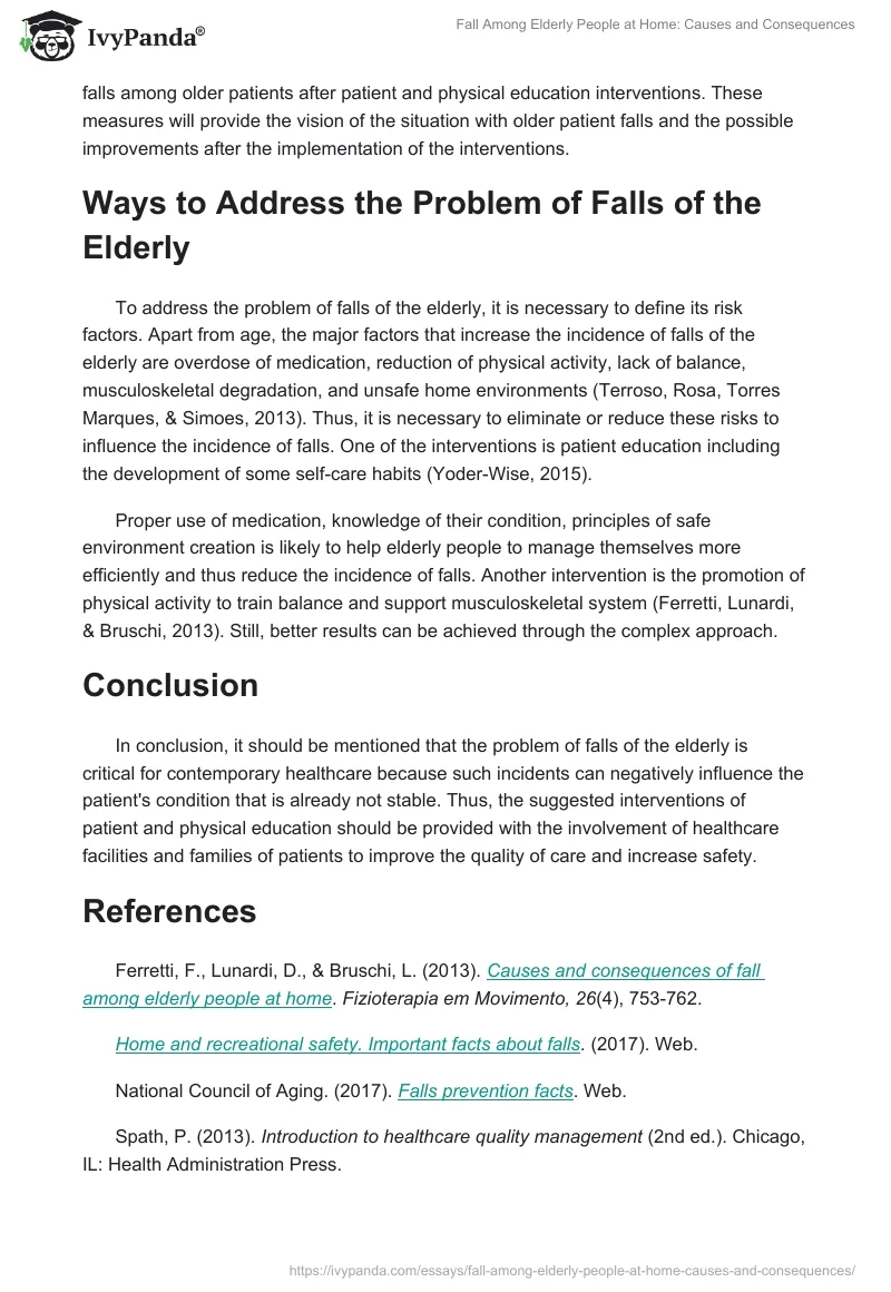 Fall Among Elderly People at Home: Causes and Consequences. Page 2
