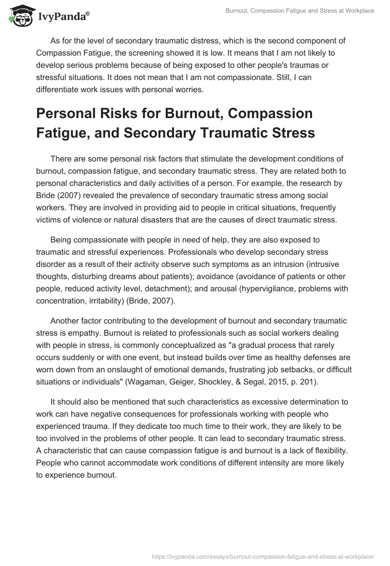 Burnout, Compassion Fatigue and Stress at Workplace. Page 2