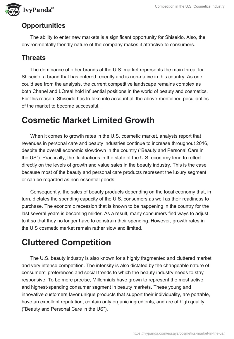 Competition in the U.S. Cosmetics Industry. Page 4