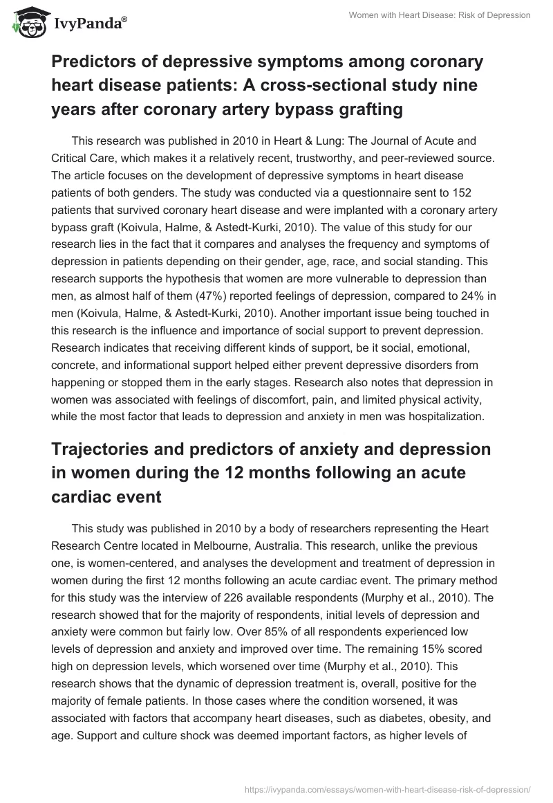 Women with Heart Disease: Risk of Depression. Page 5