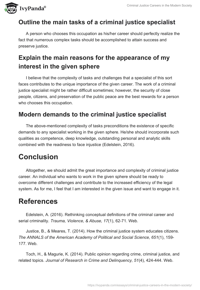 Criminal Justice Careers in the Modern Society. Page 2