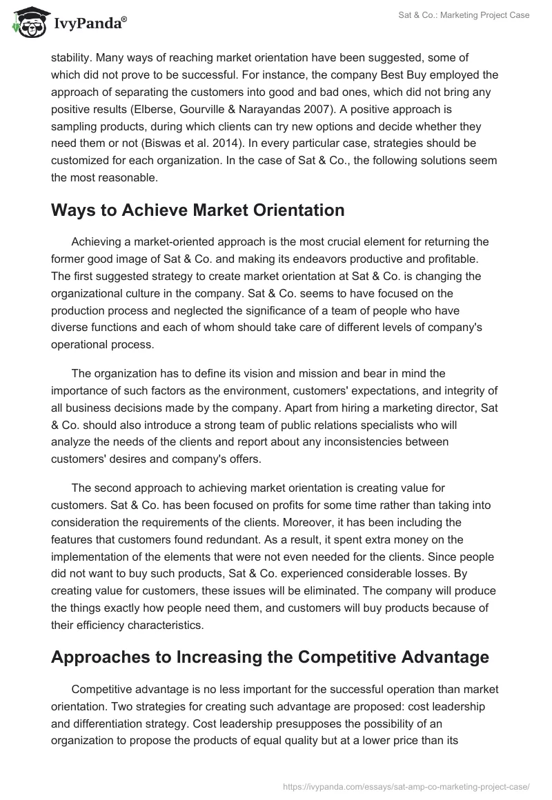 Sat & Co.: Marketing Project Case. Page 4