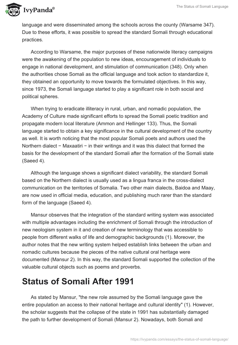 The Status of Somali Language. Page 3