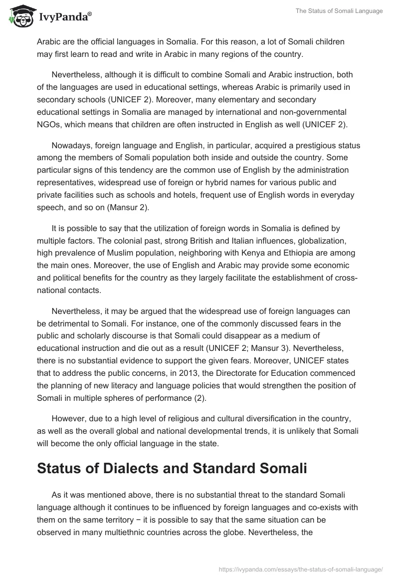 The Status of Somali Language. Page 4