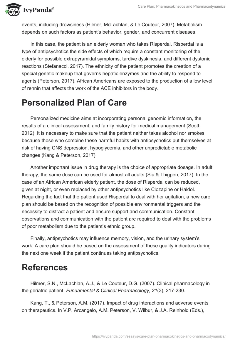 Care Plan: Pharmacokinetics and Pharmacodynamics. Page 2