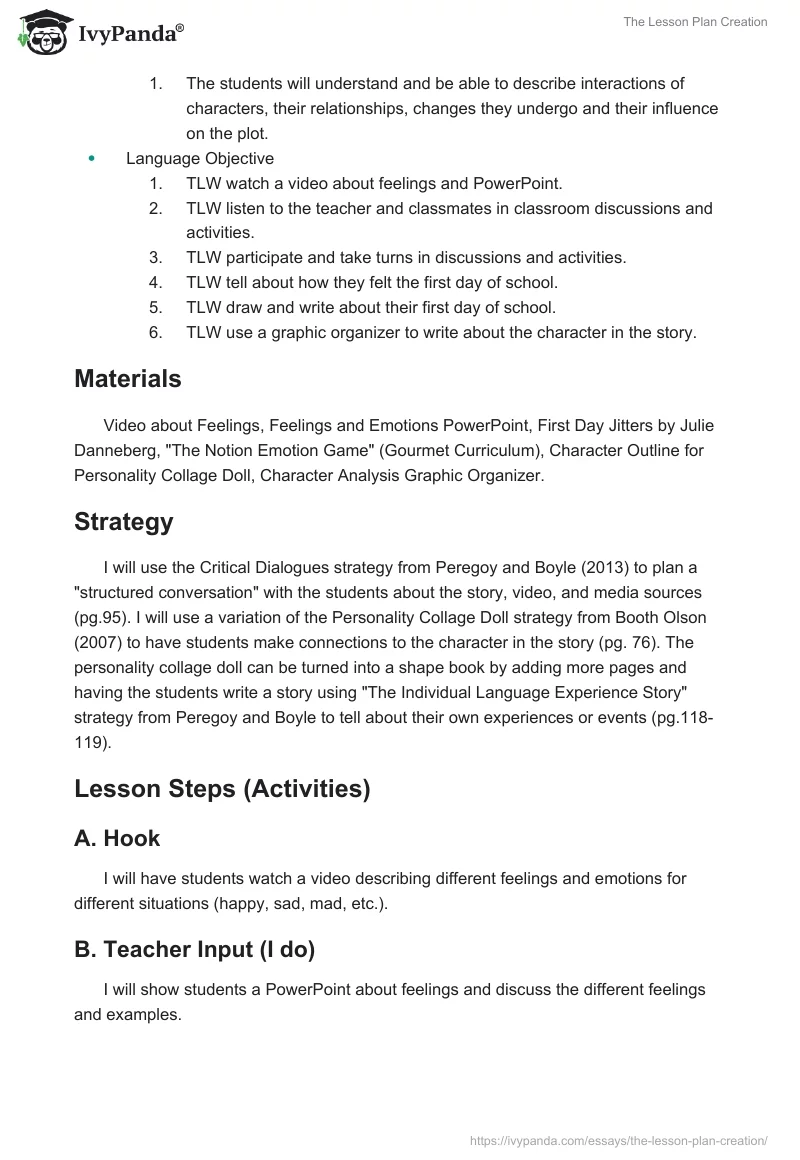 The Lesson Plan Creation. Page 5