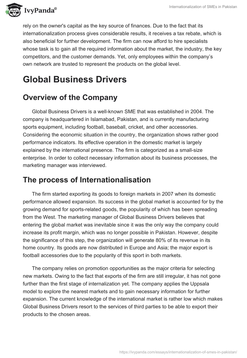 Internationalization of SMEs in Pakistan. Page 5
