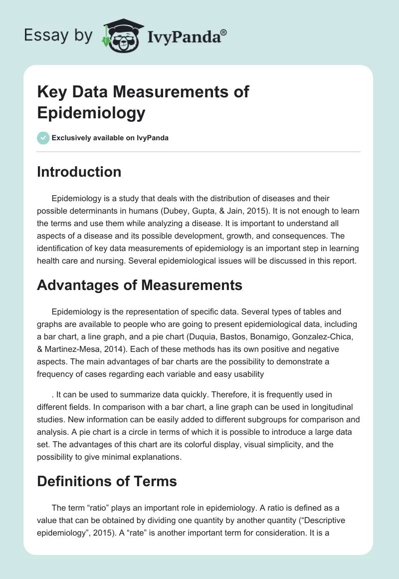 Key Data Measurements of Epidemiology. Page 1