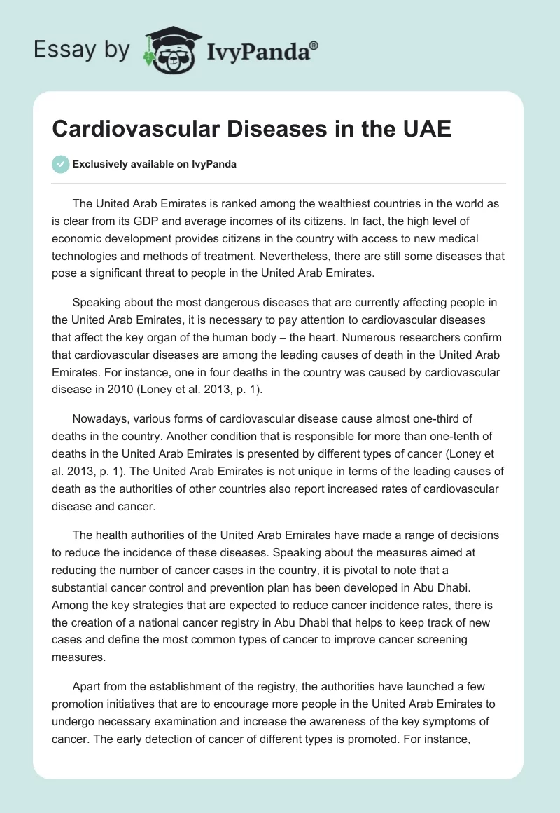 Cardiovascular Diseases in the UAE. Page 1