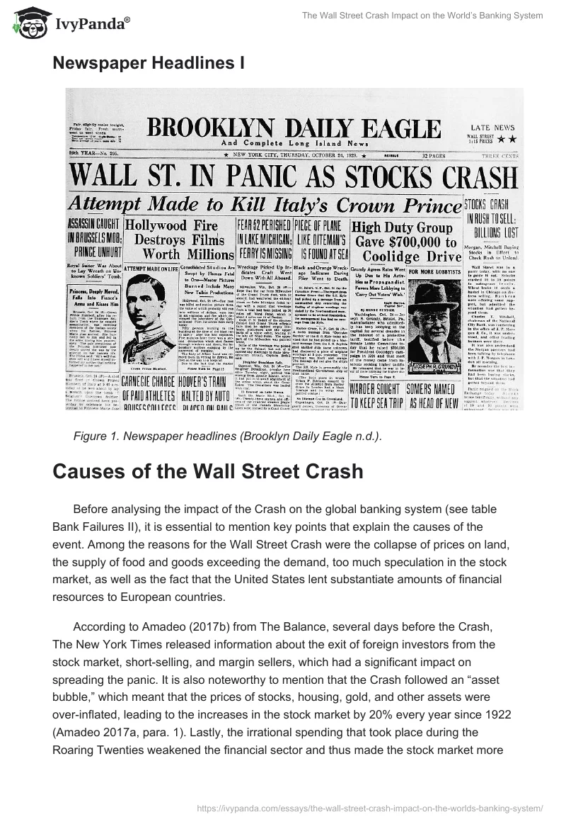 The Wall Street Crash Impact on the World’s Banking System. Page 2
