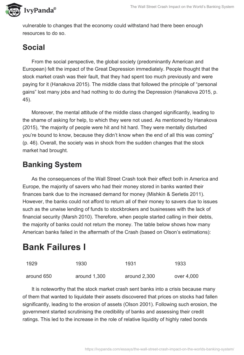 The Wall Street Crash Impact on the World’s Banking System. Page 3