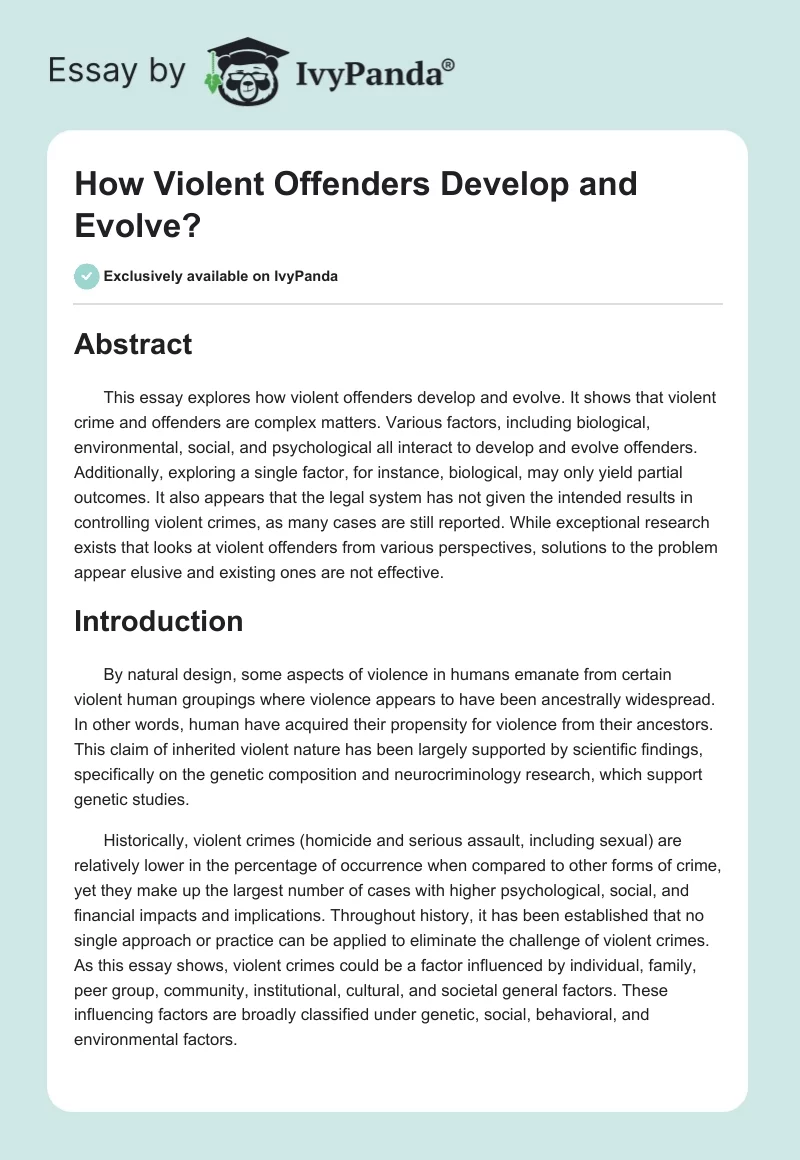 How Violent Offenders Develop and Evolve?. Page 1