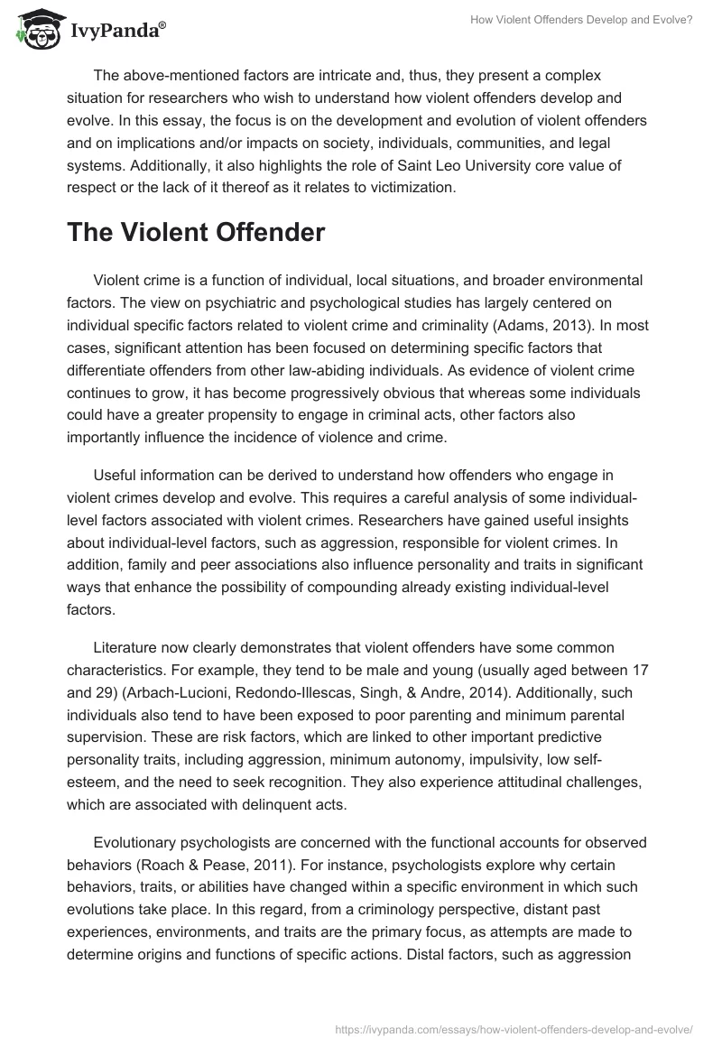 How Violent Offenders Develop and Evolve?. Page 2