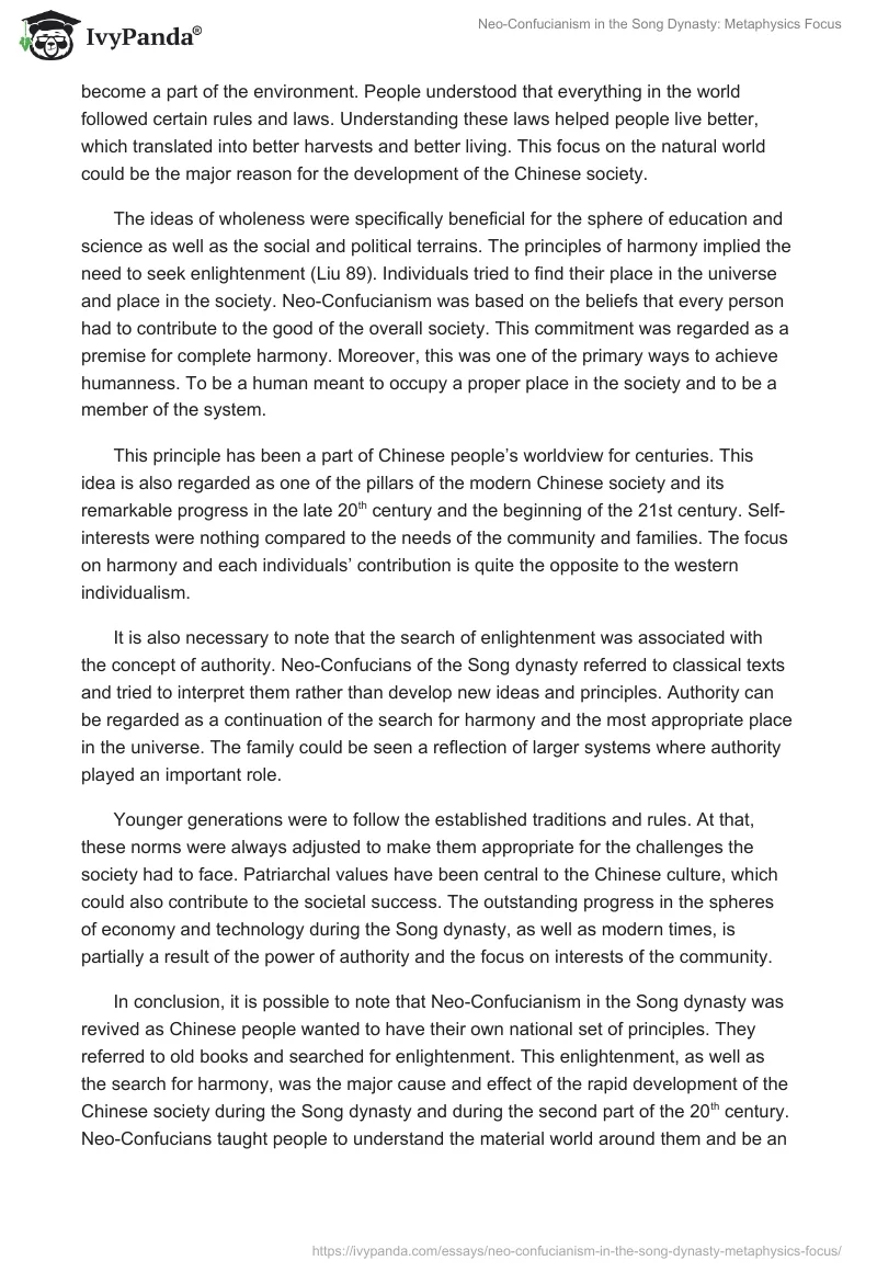 Neo-Confucianism in the Song Dynasty: Metaphysics Focus. Page 2