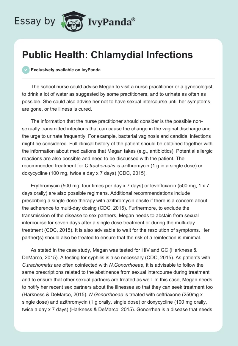 Public Health: Chlamydial Infections. Page 1