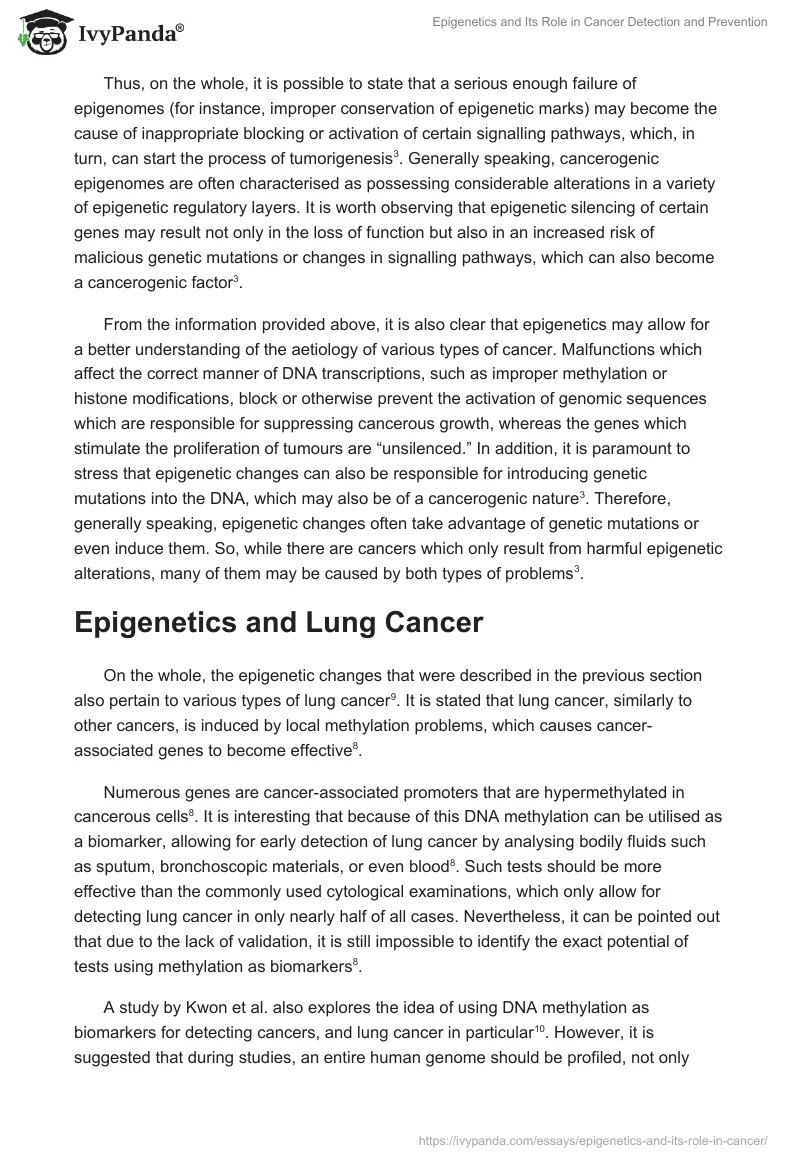 Epigenetics and Its Role in Cancer Detection and Prevention. Page 5