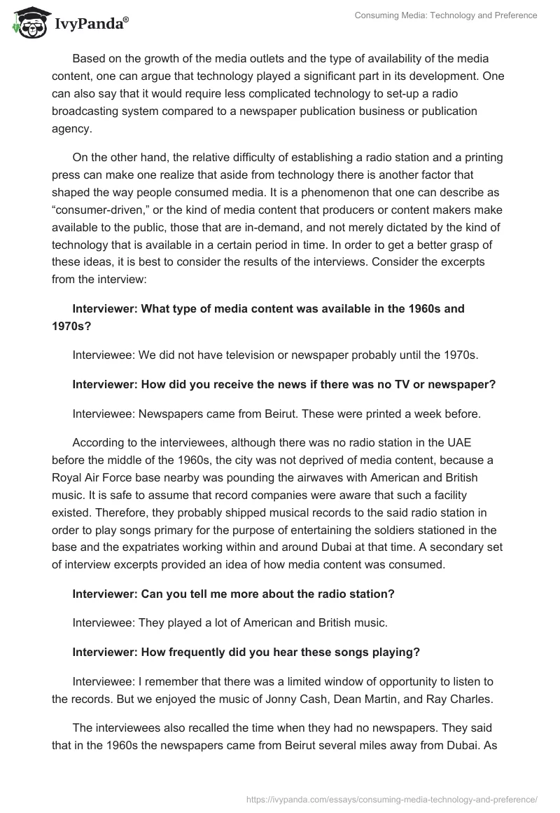 Consuming Media: Technology and Preference. Page 2