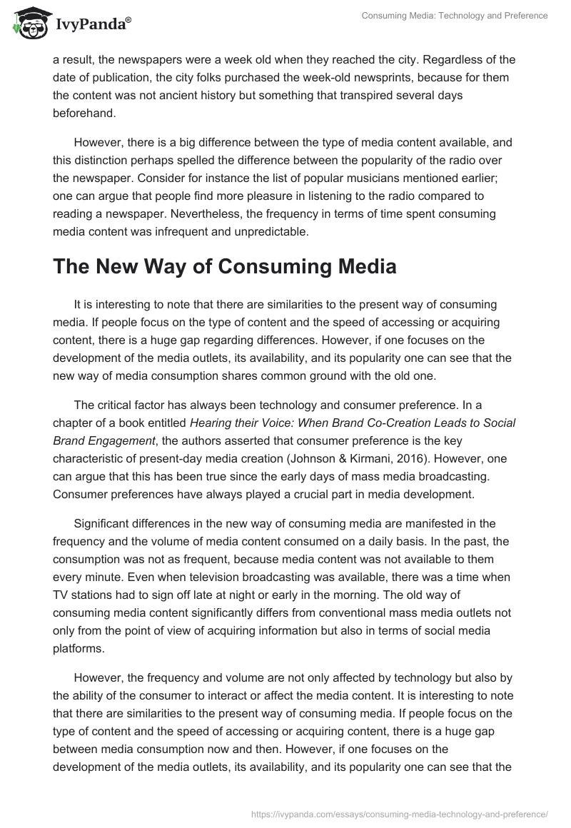 Consuming Media: Technology and Preference. Page 3