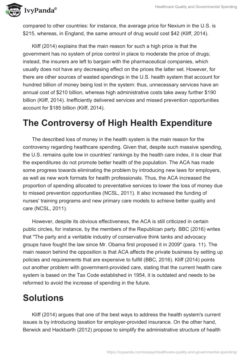 Healthcare Quality and Governmental Spending. Page 3