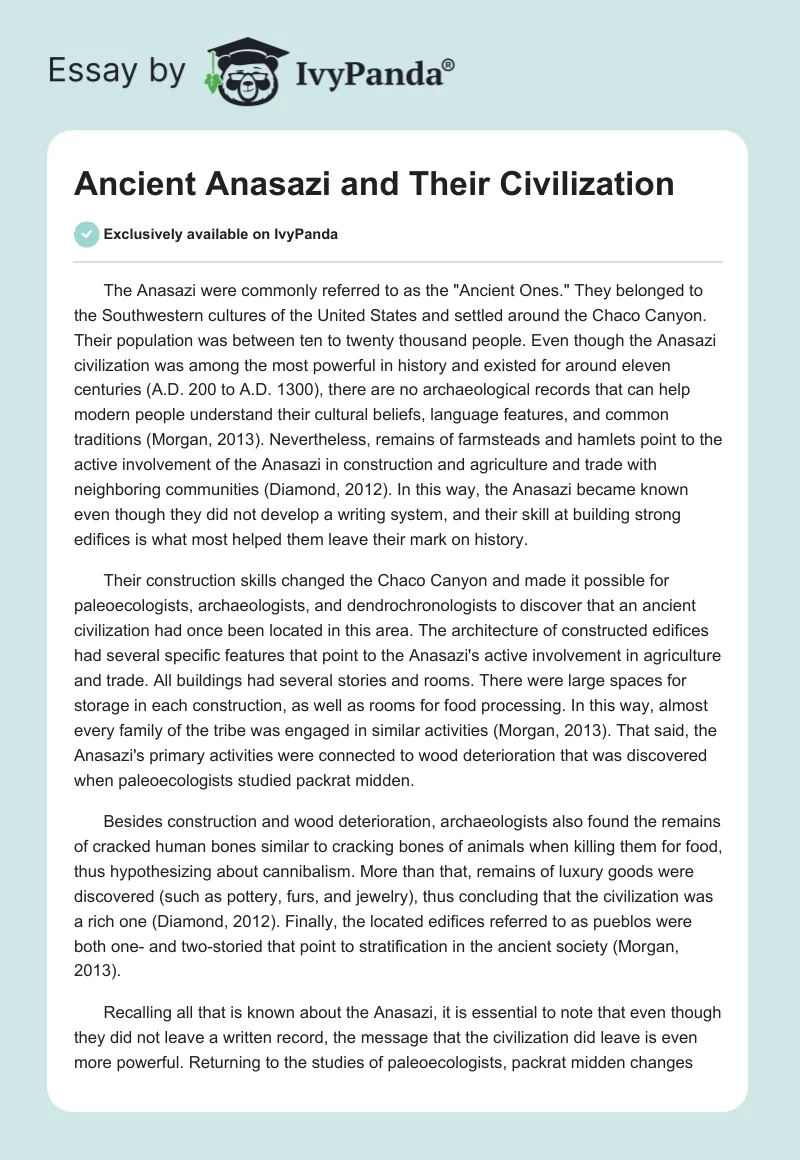 Ancient Anasazi and Their Civilization. Page 1