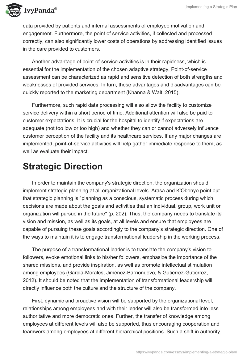 Implementing a Strategic Plan. Page 4